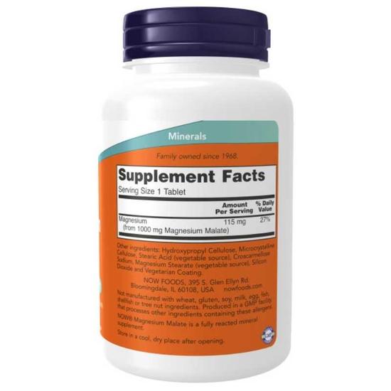 NOW Foods Magnesium Malate 1000mg Tablets 180 Tablets