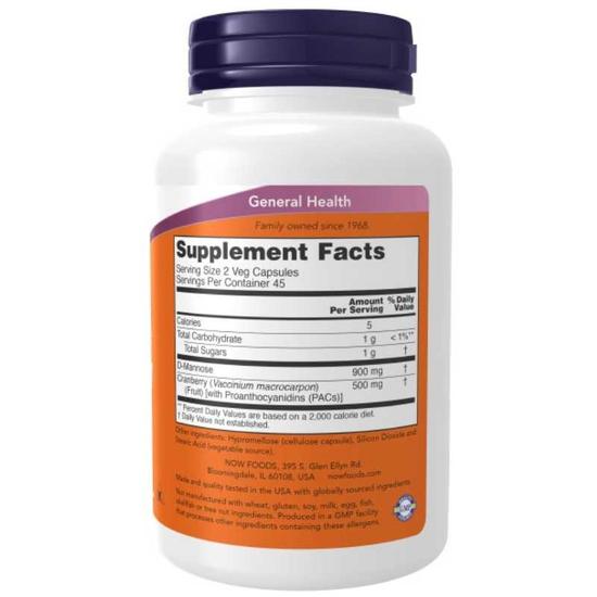 NOW Foods Mannose Cranberry Capsules 90 Capsules
