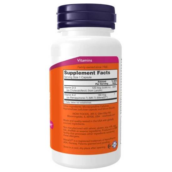 NOW Foods Mega D-3 & MK-7 Capsules 60 Capsules
