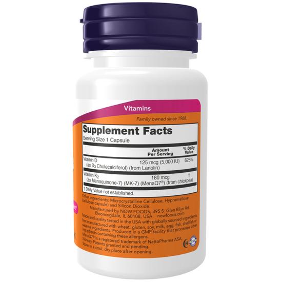 NOW Foods Mega D-3 & MK-7 Capsules 60 Capsules