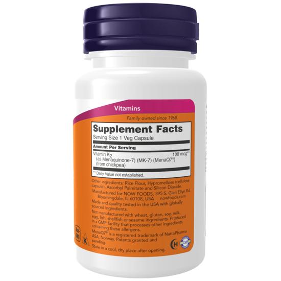 NOW Foods MK-7 Vitamin K-2 100mcg Capsules 60 Capsules