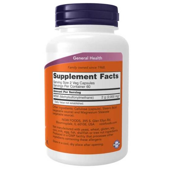 NOW Foods MSM Methylsulphonylmethane 1000mg Capsules 120 Capsules