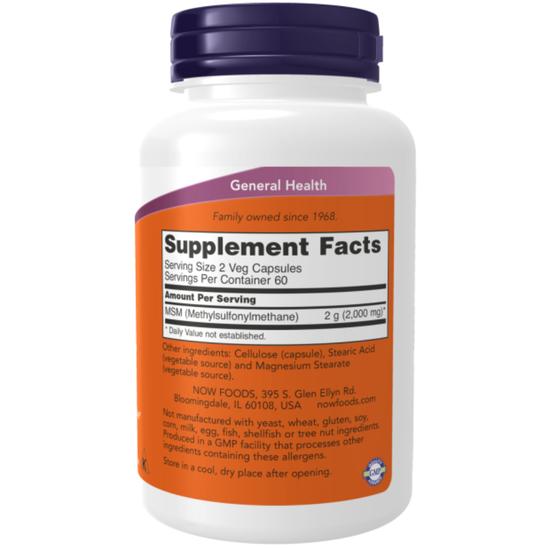 NOW Foods MSM Methylsulphonylmethane 1000mg Capsules 120 Capsules