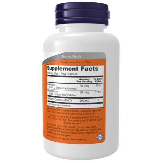 NOW Foods NAC With Selenium & Molybdenum 600mg Capsules 250 Capsules