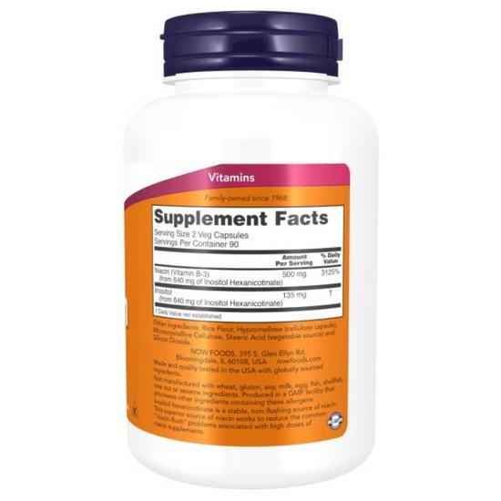 NOW Foods Niacin Flush-Free 500mg Double Strength Capsules 90 Capsules