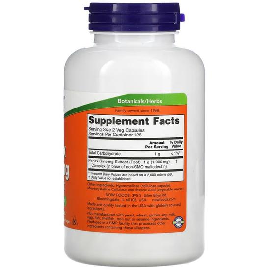 NOW Foods Panax Ginseng 1000mg Capsules 250 Capsules