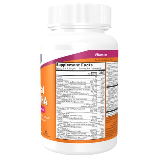 NOW Foods Prenatal Gels + DHA Softgels 90 Softgels
