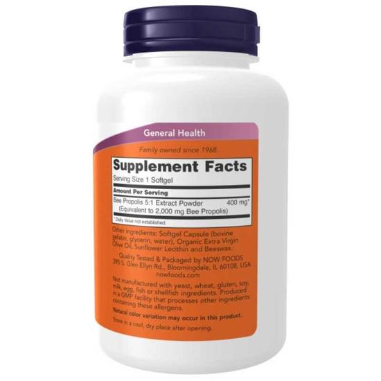 NOW Foods Propolis 2000 5:1 Extract Softgels 90 Softgels