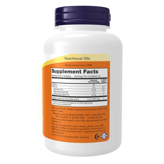 NOW Foods Pumpkin Seed Oil 1000mg Softgels 100 Softgels