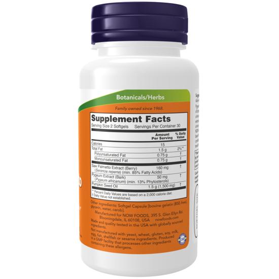 NOW Foods Pygeum & Saw Palmetto Softgels 60 Softgels