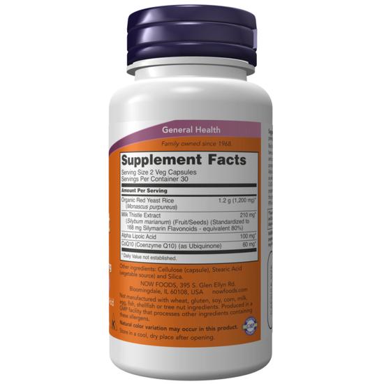 NOW Foods Red Yeast Rice With CoQ10 600mg Capsules 60 Capsules