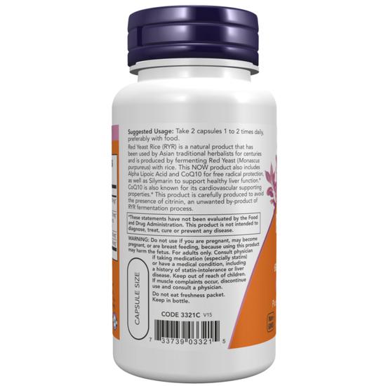 NOW Foods Red Yeast Rice With CoQ10 600mg Capsules 60 Capsules
