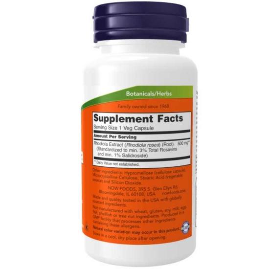 NOW Foods Rhodiola 500mg Capsules 60 Capsules