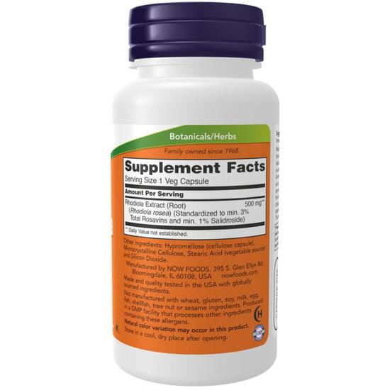 NOW Foods Rhodiola 500mg Capsules 60 Capsules