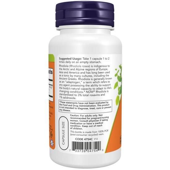 NOW Foods Rhodiola 500mg Capsules 60 Capsules