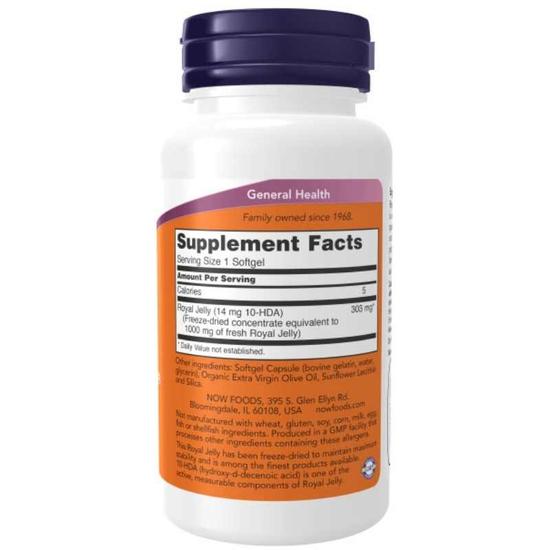 NOW Foods Royal Jelly 1000mg Equivalency Softgels 60 Softgels