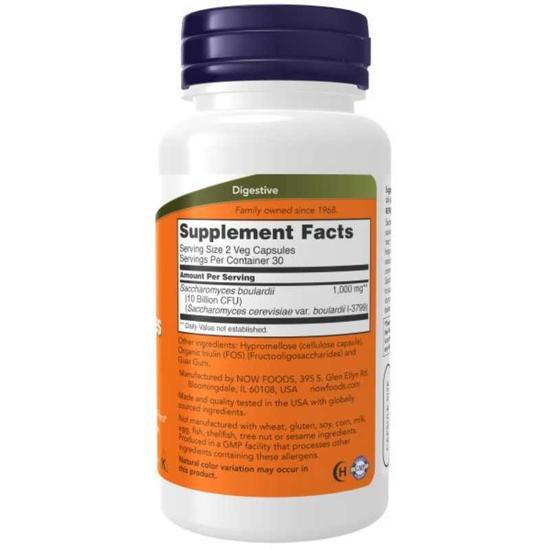 NOW Foods Saccharomyces Boulardii Capsules 60 Capsules