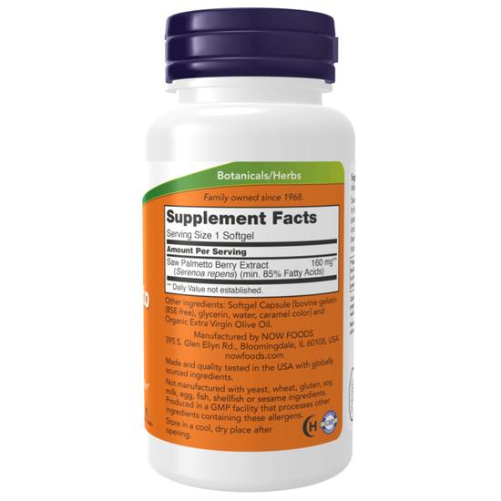 NOW Foods Saw Palmetto Extract 160mg Softgels 240 Softgels
