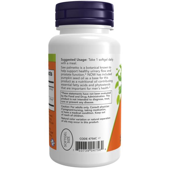 NOW Foods Saw Palmetto Extract With Pumpkin Seed Oil 320mg Veg Softgels 90 Softgels