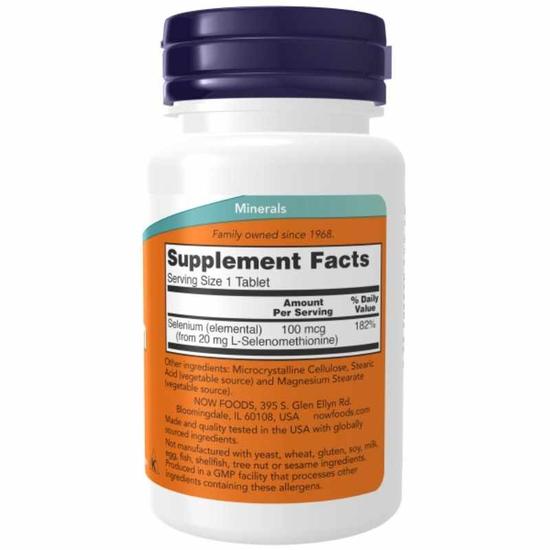 NOW Foods Selenium 100mcg Tablets 100 Tablets