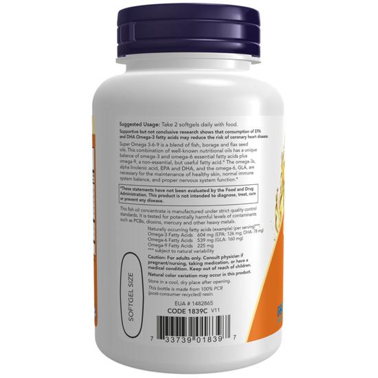 NOW Foods Super Omega 3-6-9 1200mg Softgels 90 Softgels