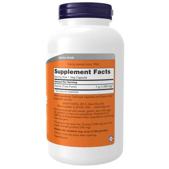 NOW Foods Taurine 1000mg Double Strength Capsules 100 Capsules
