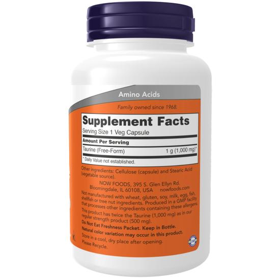 NOW Foods Taurine 1000mg Double Strength Capsules 100 Capsules