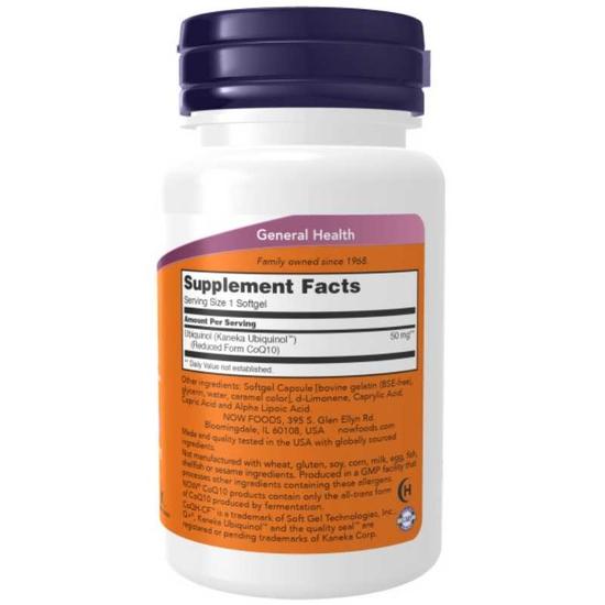 NOW Foods Ubiquinol CoQH-CF Softgels 60 Softgels