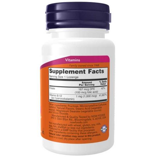NOW Foods Vitamin B-12 1000mcg Lozenges 100 Lozenges