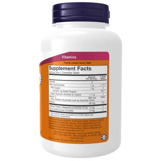 NOW Foods Vitamin C- Chewables Cherry-Berry Tablets 100 500 chewables