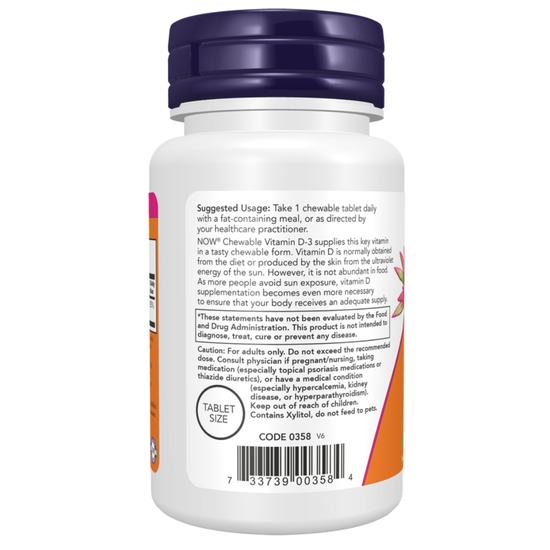 NOW Foods Vitamin D-3 5000iu Chewables 120 Chewables