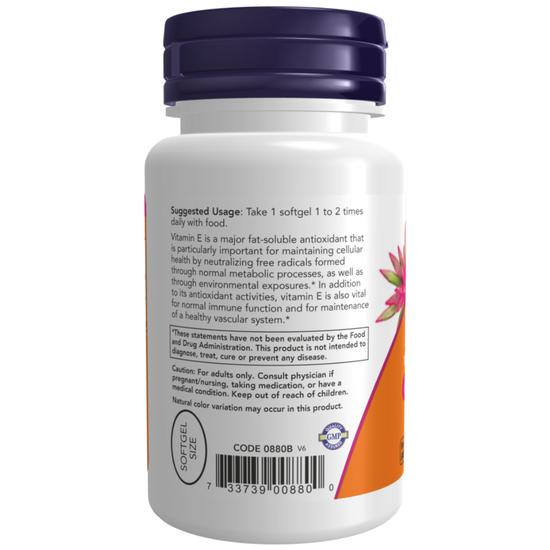 NOW Foods Vitamin E-200 Natural Mixed Tocopherols Softgels 100 Softgels