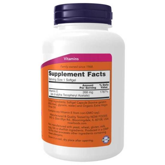 NOW Foods Vitamin E-400 Natural Softgels 100 Softgels