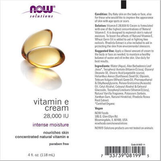 NOW Foods Vitamin E Cream 118ml