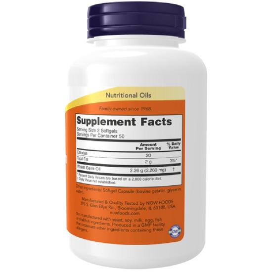 NOW Foods Wheat Germ Oil 1130mg Softgels 100 Softgels