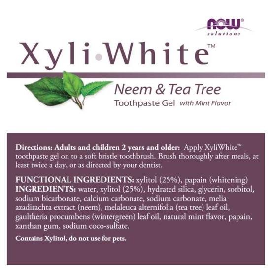 NOW Foods XyliWhite Neem & Tea Tree Toothpaste Gel 181g