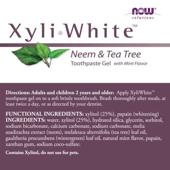 NOW Foods XyliWhite Neem & Tea Tree Toothpaste Gel 181g