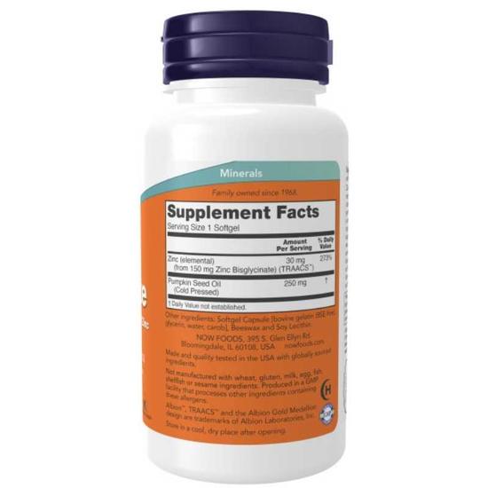 NOW Foods Zinc Glycinate Softgels 120 Softgels