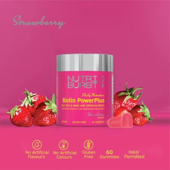 Nutriburst Biotin PowerPlus 2500mcg Gummies 60 Gummies