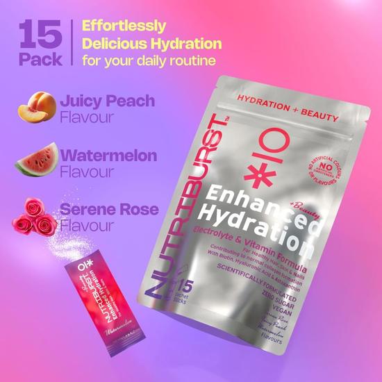 Nutriburst Enhanced Hydration + Beauty Mixed Fruit Flavour Sachets 15 Sachets