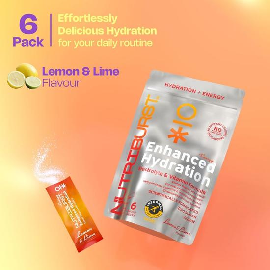 Nutriburst Enhanced Hydration + Energy Lemon/Lime Flavour Sachets 6 Sachets