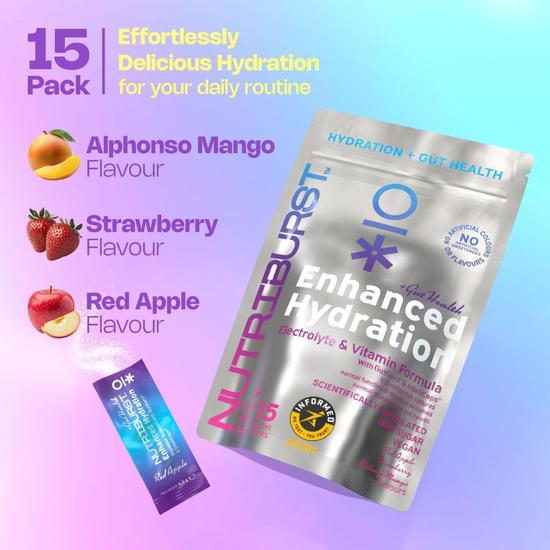 Nutriburst Enhanced Hydration + Gut Health Mixed Fruit Flavour Sachets 15 Sachets