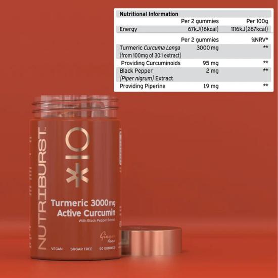 Nutriburst Turmeric Curcumin 3000mg Gummies 60 Gummies