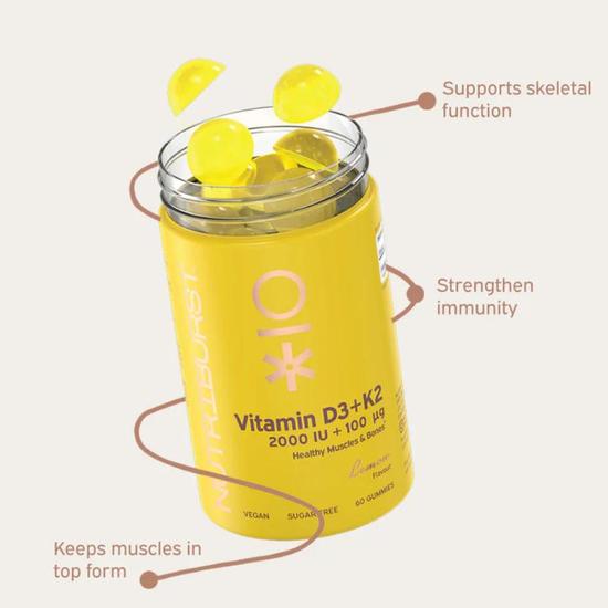 Nutriburst Vitamin D3 2000iu + K2 100ug Gummies 60 Gummies