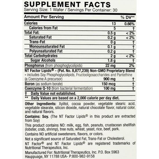 Nutritional Therapeutics NT Factor With CoQ10 Chocolate Chewables 30 Chewables