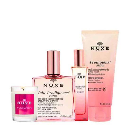 Nuxe Huile Prodigieuse Florale Happy In Pink Gift Set Dry Oil + Shower Gel + Perfume + Candle