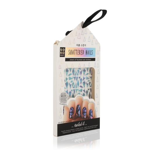 Oh k! Shattered Nails Sheet 120 Faceted Nail Stickers & Nail Tweez