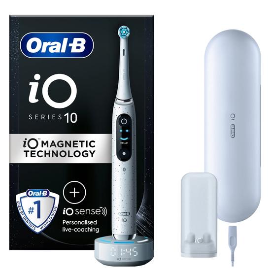 Oral B iO 10 Stardust White Electric Toothbrush With Charging Travel Case