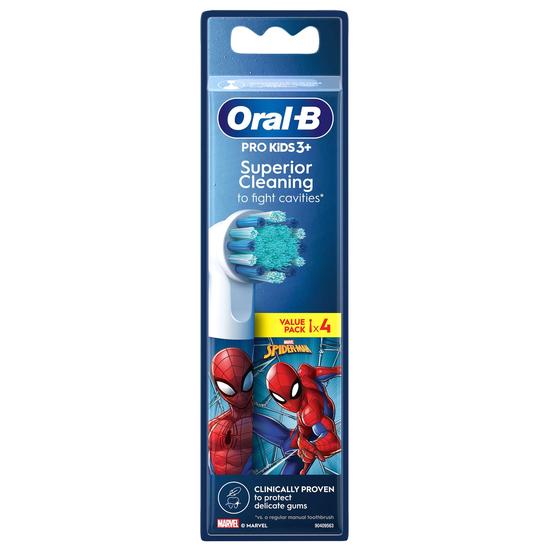 Oral B Pro Kids Toothbrush Heads Featuring Spiderman 4 Pack
