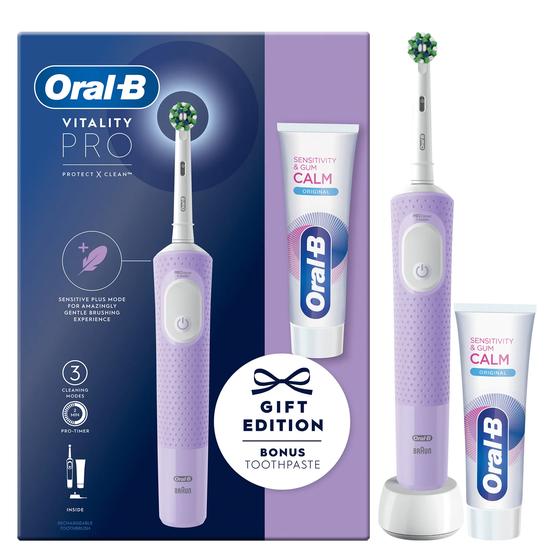 Oral B Vitality Pro Purple Electric Toothbrush & Toothpaste 75ml